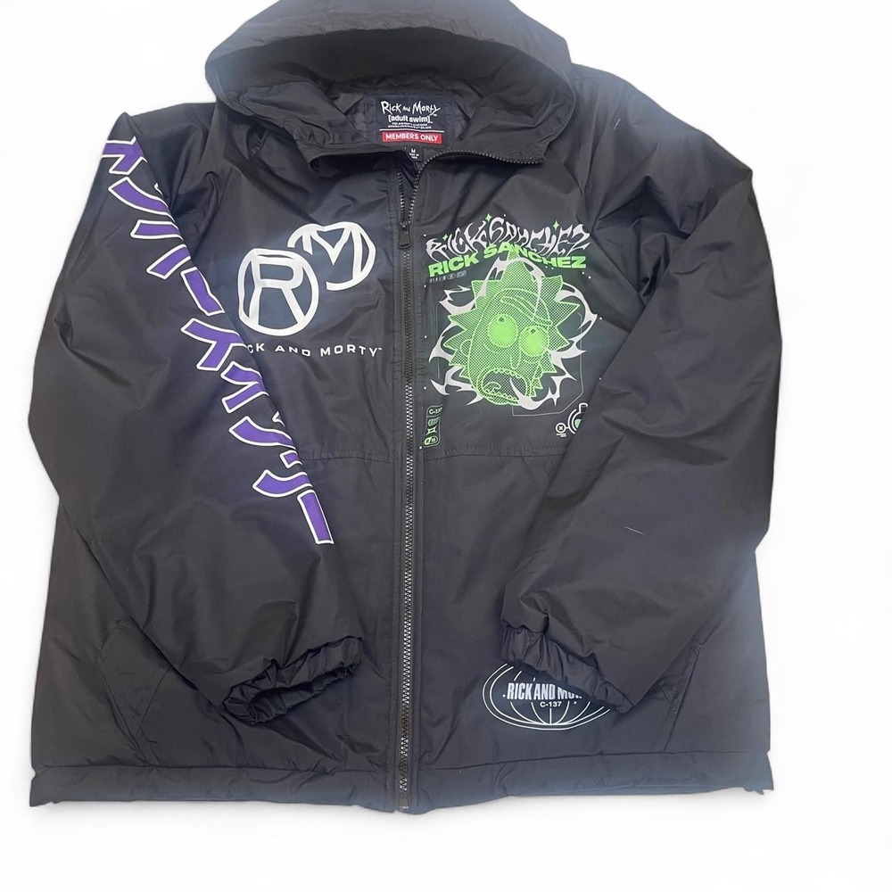 Rick and Morty Sanchez black windbreaker with graphics men's size medium